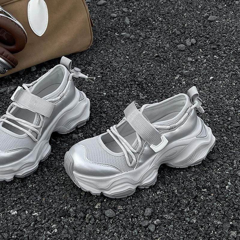

Thick-soled heightening silver high-end dad shoes for women 2025 summer new hollow breathable sports mesh shoes sandals 35