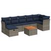 8 Piece Garden Sofa Set with Cushions Gray Poly Rattan