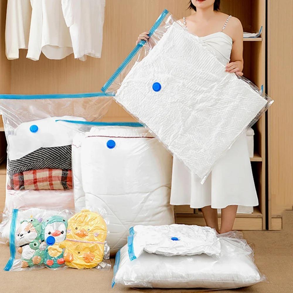 6 Stück Vakuum-Aufbewahrungsbeutel Platzsparer-Beutel Reise Wiederaufladbare Luftpumpe Verschiedene Siegelbeutel-Pumpe für Kompress Kleidung Decke Gepäck