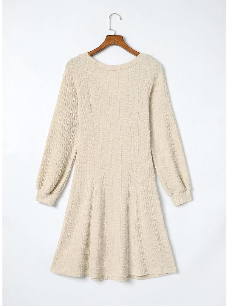 2024 Autumn Elegant Long-Sleeve Textured Dress