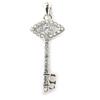 Les Trésors De Lily [M6196] - White 'Fatma Key' Silver Pendant - 28x11 Mm