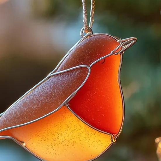 Seeglas Vogel Ornament Handgefertigtes Vogelförmiges Seeglas Kunst Weihnachtsschmuck Ozean Strand Bastelarbeiten für Vogelliebhaber