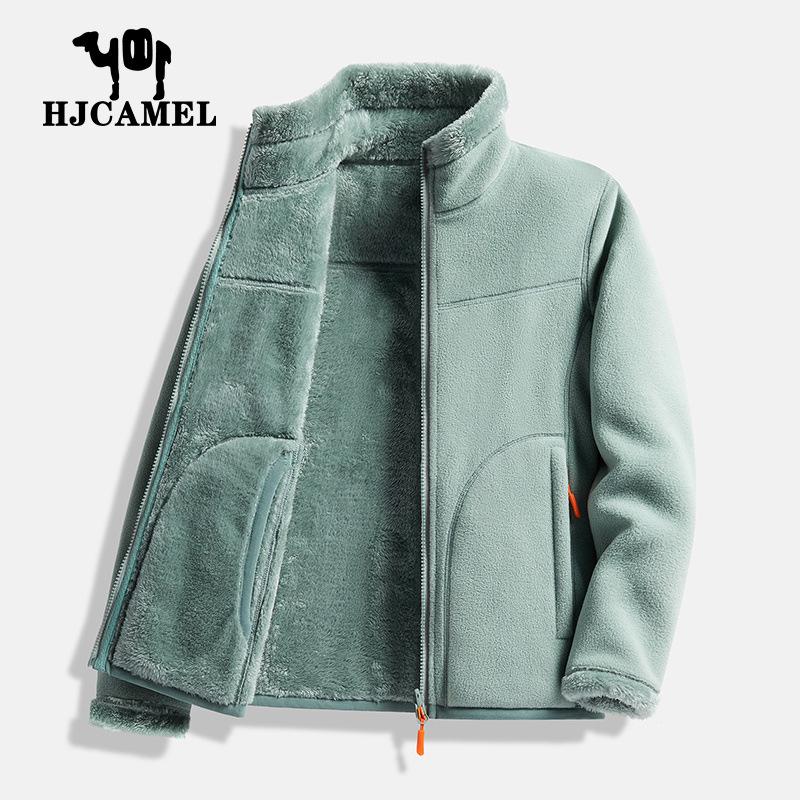 Dámská oboustranná bunda z velbloudí vlny Huagang - Podzimní/zimní silný kardigan z korálového fleecu