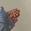 Shijia quality round pearl silver needle earrings with diamonds, temperament earrings.