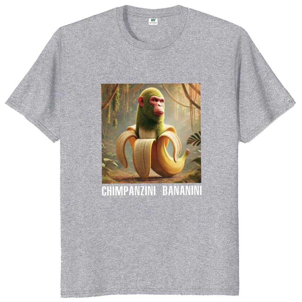 Chimpanzini Bananini T Shirt Funny Italian Brainrot Meme T-shirts Cotton Soft Unisex Tee Tops Streetwear Oversized Loose Casual
