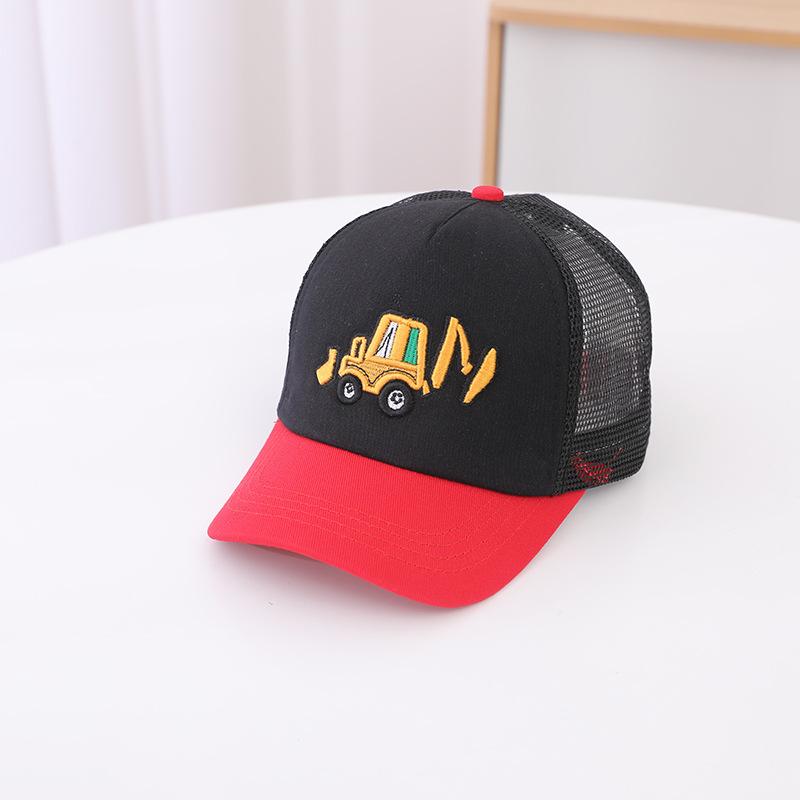 JYL TS DIY Excavator Kids Cap Mesh Summer Sun Hat Polyester