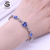 SCIONE Women Jewelry Fashion Ocean Blue Bangle Bracelet Rhinestone Love Heart Austrian Crystal
