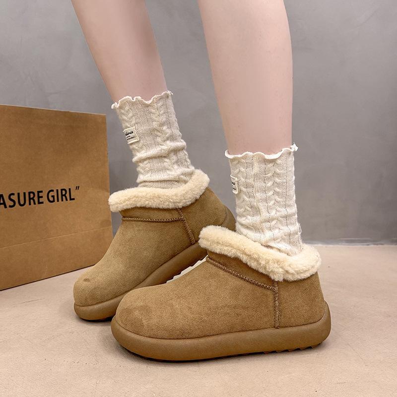 Ugly Cute Big Head Snow Boots Women's Winter 2025 Waterproof Snow Boots Fluffy Short Boots Thick-soled Piled Thickened Cotton Shoes