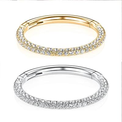 New G23 Titanium Alloy Tri-Diamond Nose & Ear Piercing Ring