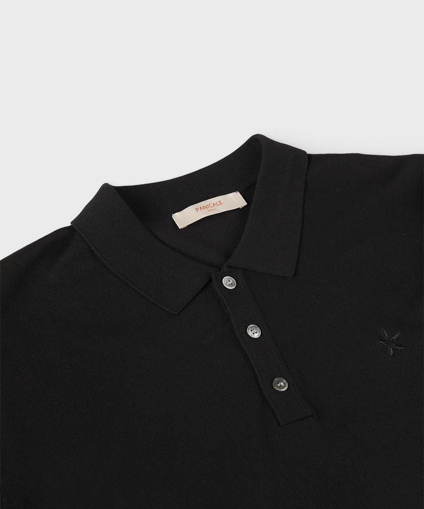 PANICALE Black Viscose Blend Polo Knit