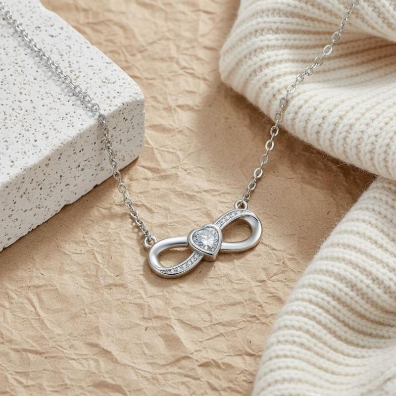 Infinity Symbol Crystal Pendant Necklace Women Minimalist Geometric Design Lightweight Copper Chain Jewelry