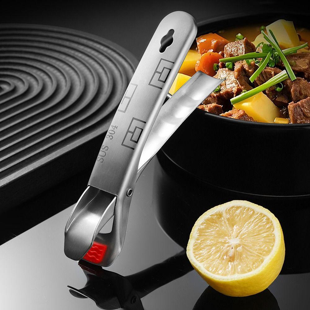 Silicone Head Hot Dish Clip Non Slip Anti-Scald Clip 304 Stainless Steel Plate Gripper  Steamer