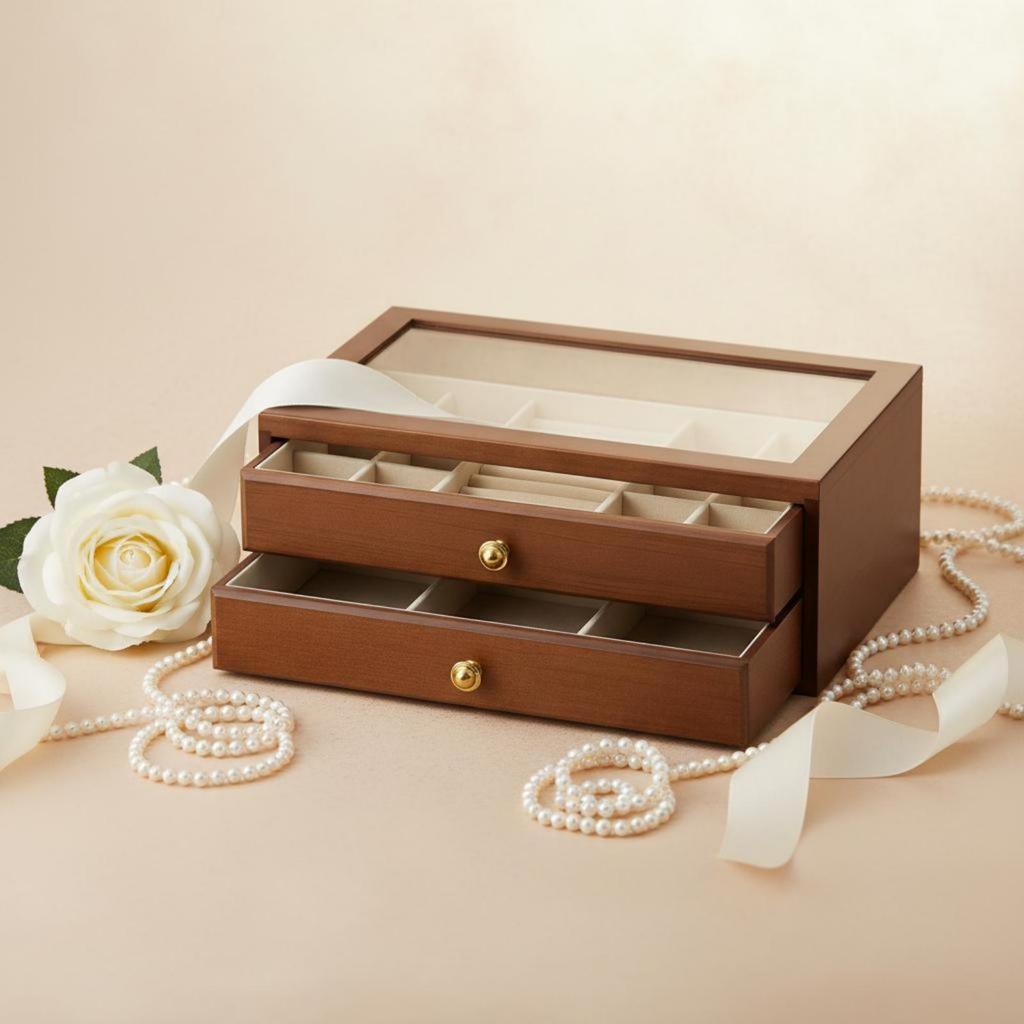 Multi Layer Jewelry Box Luxury Style Wooden Basic Container Design Storage for Women, Bride,