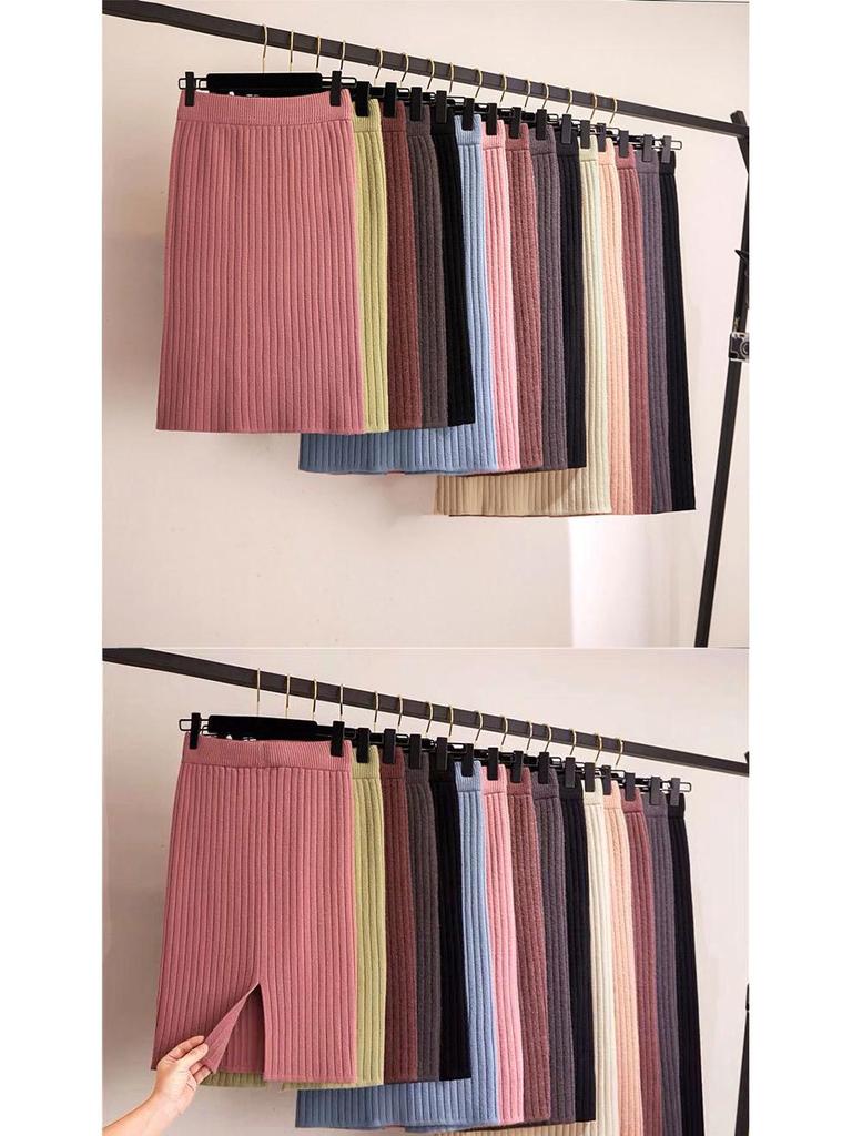 Jupe crayon en laine taille haute: Moulant, Amincissant, Mi-long avec Fente, Parfait pour l'Automne et l'Hiver.