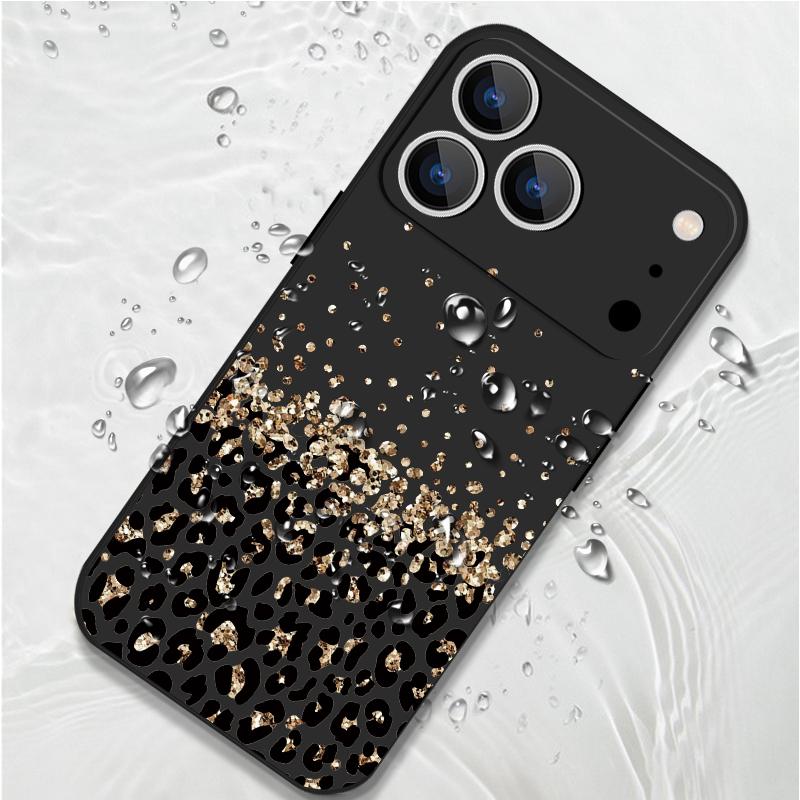 Golden Leopard Print Lanyard Case For iPhone 17 Pro Max Funda iPhone 16 15 14 13 Pro Max 11 16E 17E Soft Silicone Cover