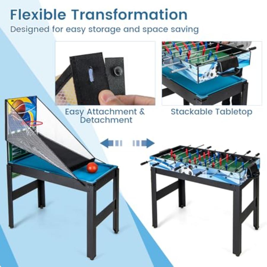 Multi Game Table 48 14 in 1 Combo Game Table with Basketball Billiards Foosball Ping Pong Hockey Shuffleboard Bowling Chess Che