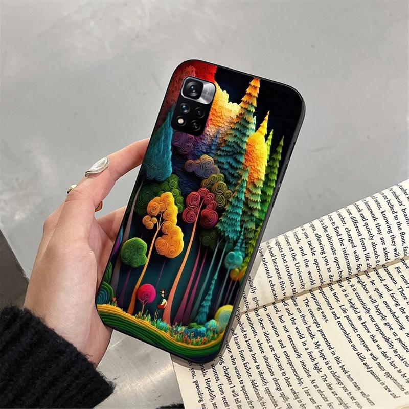 Бумажный чехол для телефона с изображением девушки и пейзажем для Xiaomi Redmi note 13 12 Pro 11S 11 10 Pro 10S 12S Redmi 10 13C 9C Redmi Note 10 4G