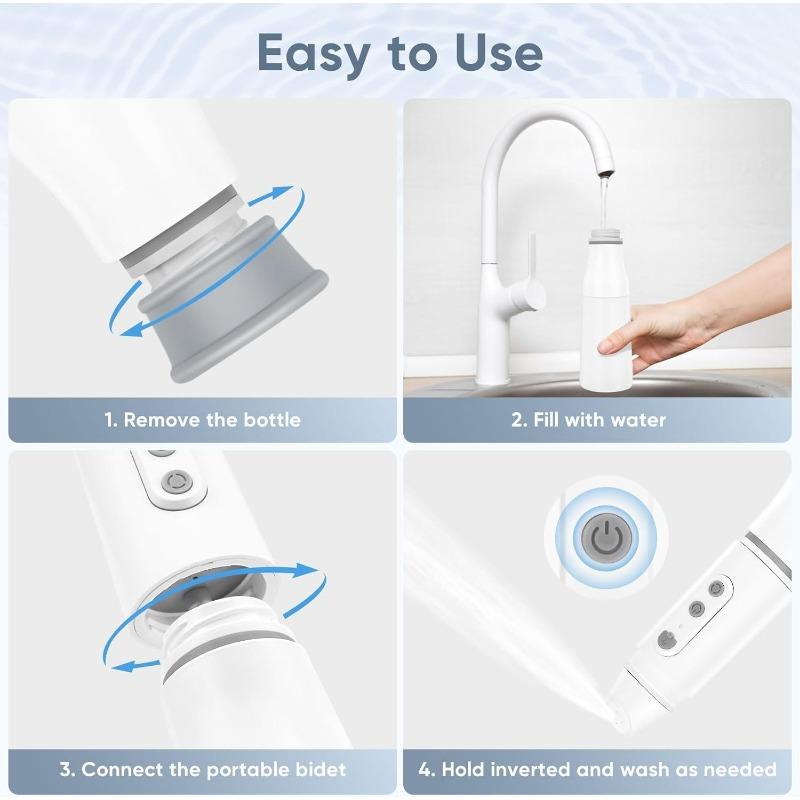 Portable Women's Travel Bidet, Personal Hygiene Peri Cleaning, Postpartum Soothing, USB-C Cable Charging, Three Pressure Options
