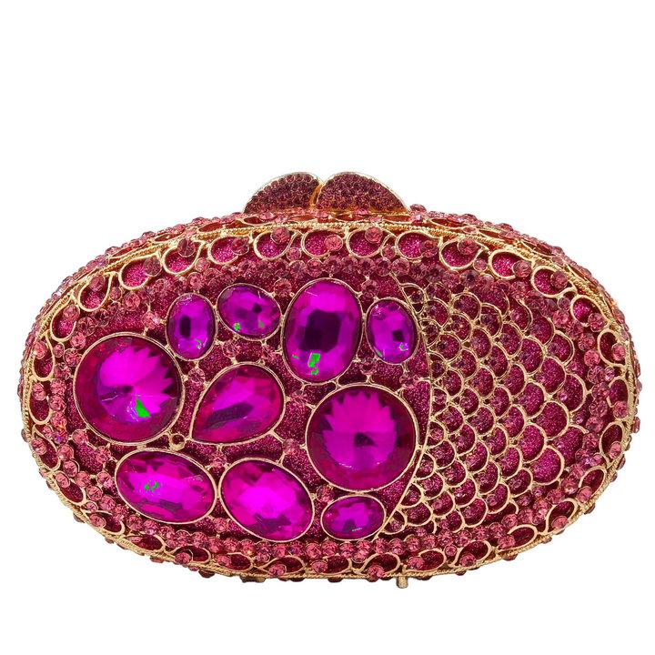 

Boutique De FGG Mini Pink Rhinestone Clutch Purse for Women Evening, Hardcase Minaudiere Purses and Handbags, Bridal Wedding Bag Mini