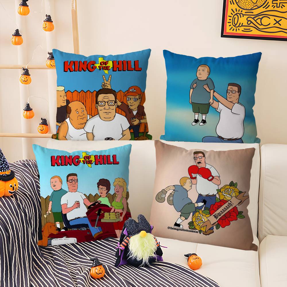 K-King Of The H-Hill Pillow Case Office Sofa Dorm Chair Back Short Plush Double-Sided Printing Home Cushion Cover