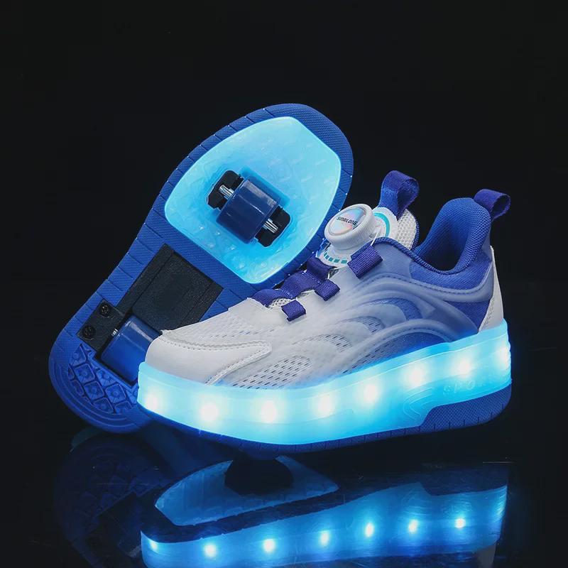 

Детские роликовые коньки с подсветкой и аккумулятором 2023 года: Кроссовки сетчатые с деформируемыми колесами для весны и осени Size 30