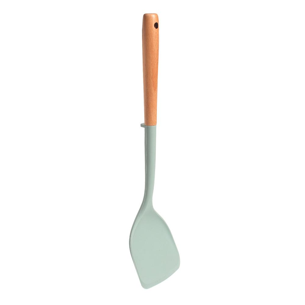 

Посуда с антипригарным покрытием, устойчивая к высоким температурам wooden handle spatula зелёный/кремовый