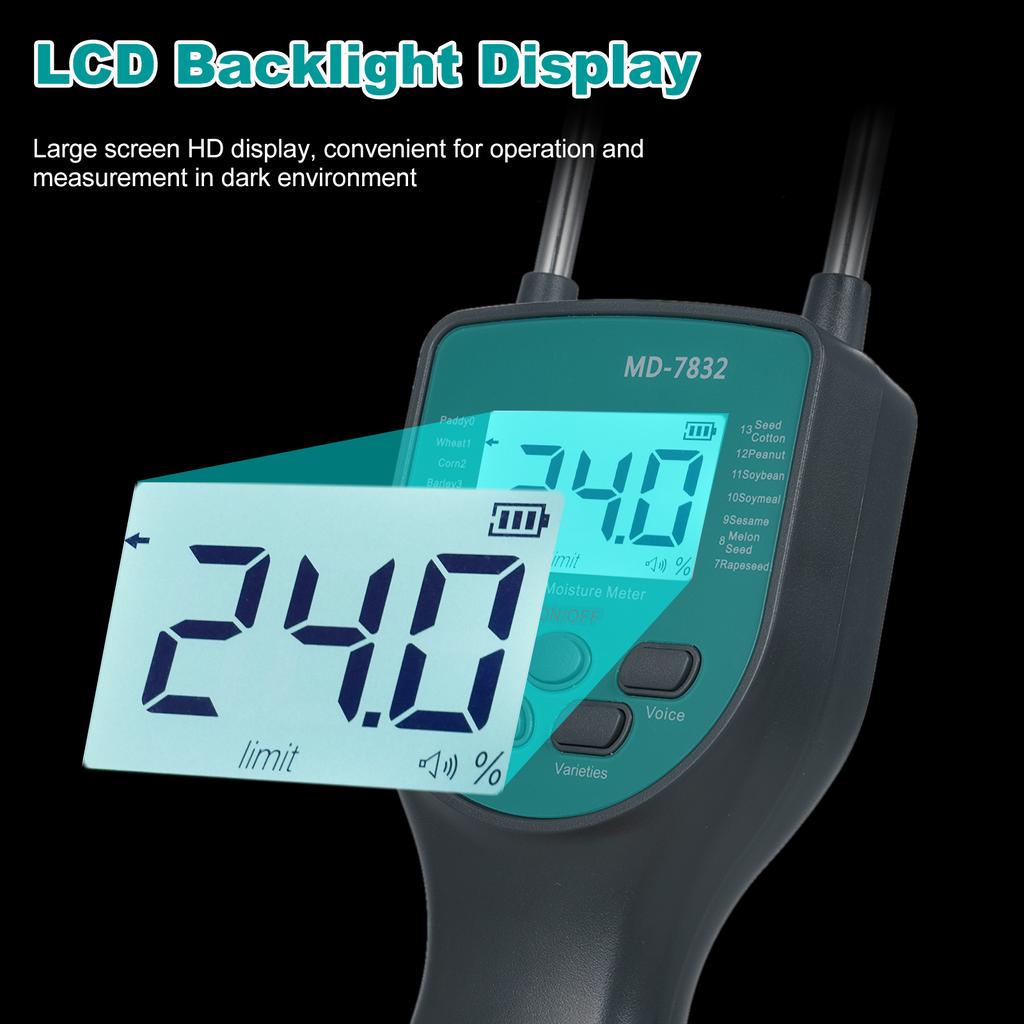 Hay Moisture Tester Digital Grain Moisture Content Meters Measurable for 14 Type Grains for Paddy