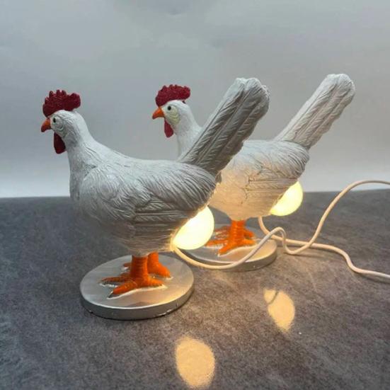 Lampka w kształcie jajka z kurczakiem Zabawna lampka nocna w kształcie kurczaczego kuperka z jajkiem Żywiczna lampka LED do dekoracji domu, sypialni na Wielkanoc, Boże Narodzenie