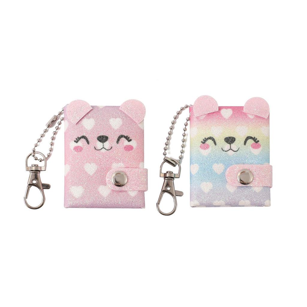 Cute Animal Mini Keychain Notebook for Kids - Portable Cartoon Memo Pad with Snap Fastener Pendant