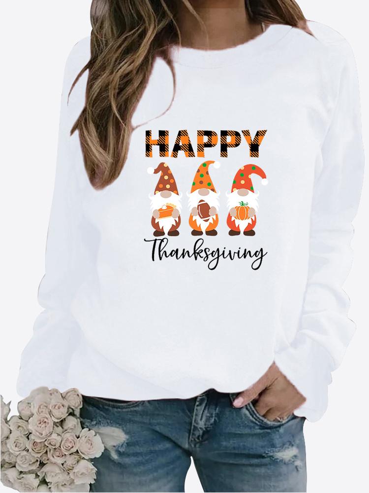 Осенне-зимний женский свитер с рождественской тематикой и принтом, повседневная толстовка с круглым вырезом и длинными рукавами, топ больших размеров XS белый