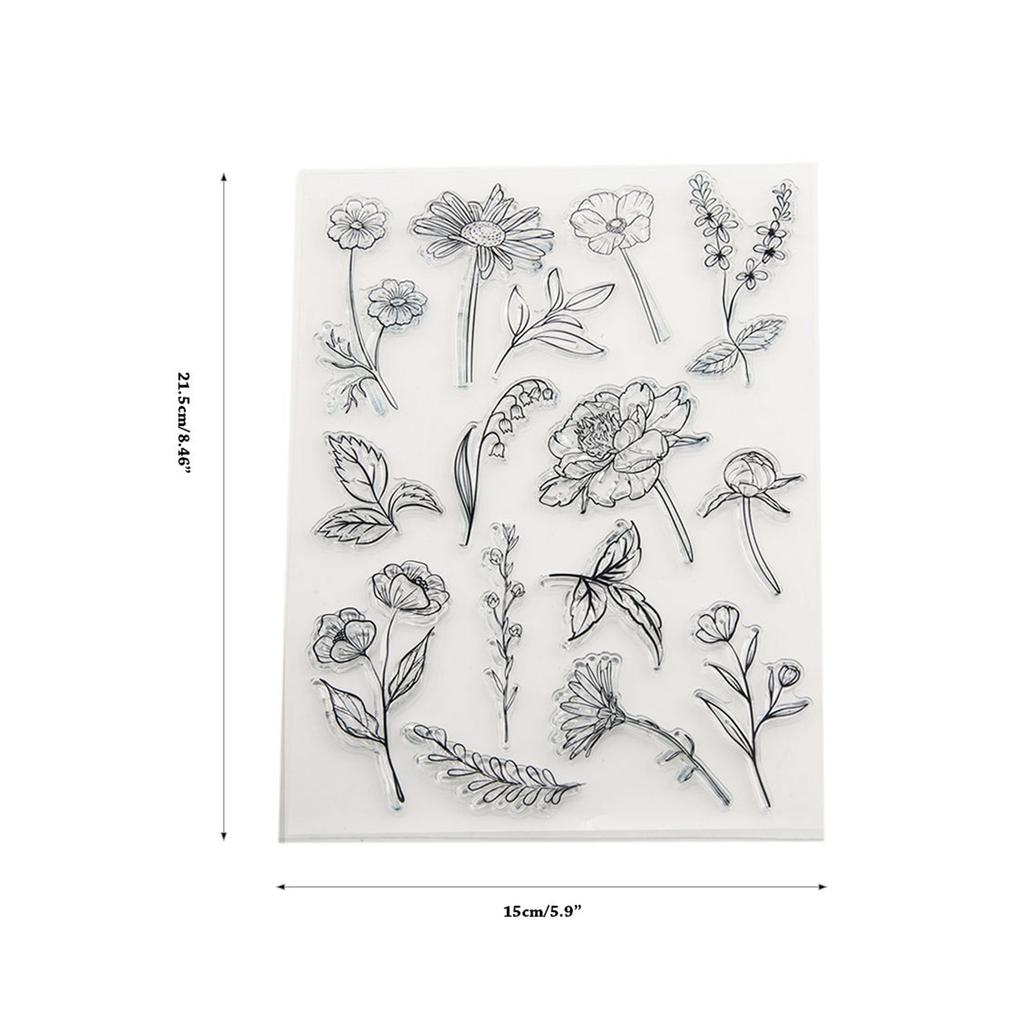 Flower Series Clear Stamp Transparent Stamp Seal Flower-Leaves Stamp Seal for DIY Card Making Scrapbook Decorations