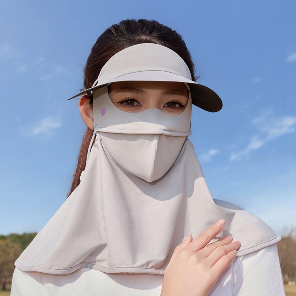 Dustproof Sunscreen Face Cover Solid Color UV Protection Veil Summer Ice Silk Mask  Hiking