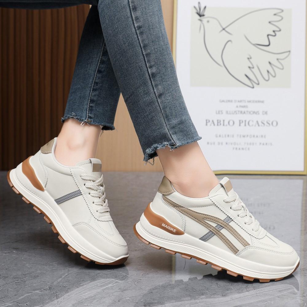 Summer new leather shoes platform sports casual women's shoes little white shoes soft sole lightweight running shoes lightweight trendy shoes