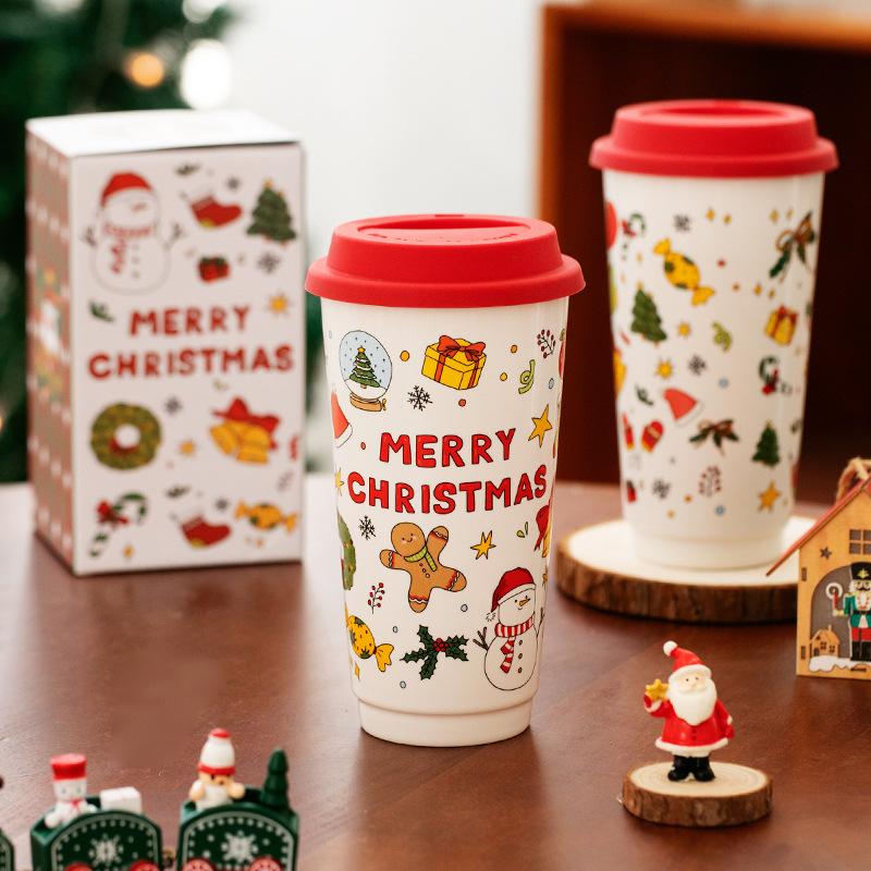 Christmas Ceramic Mug, Home and Office Tumbler, Cute Coffee Cup as a Gift for Birthday or Souvenir