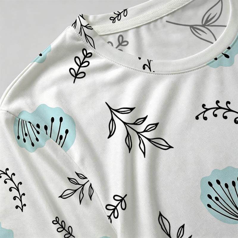 Women's Basic Short Sleeve T-Shirt, Minimalist Floral Design, Soft & Comfortable, Versatile for Casual Outings & Girls' Gatherings