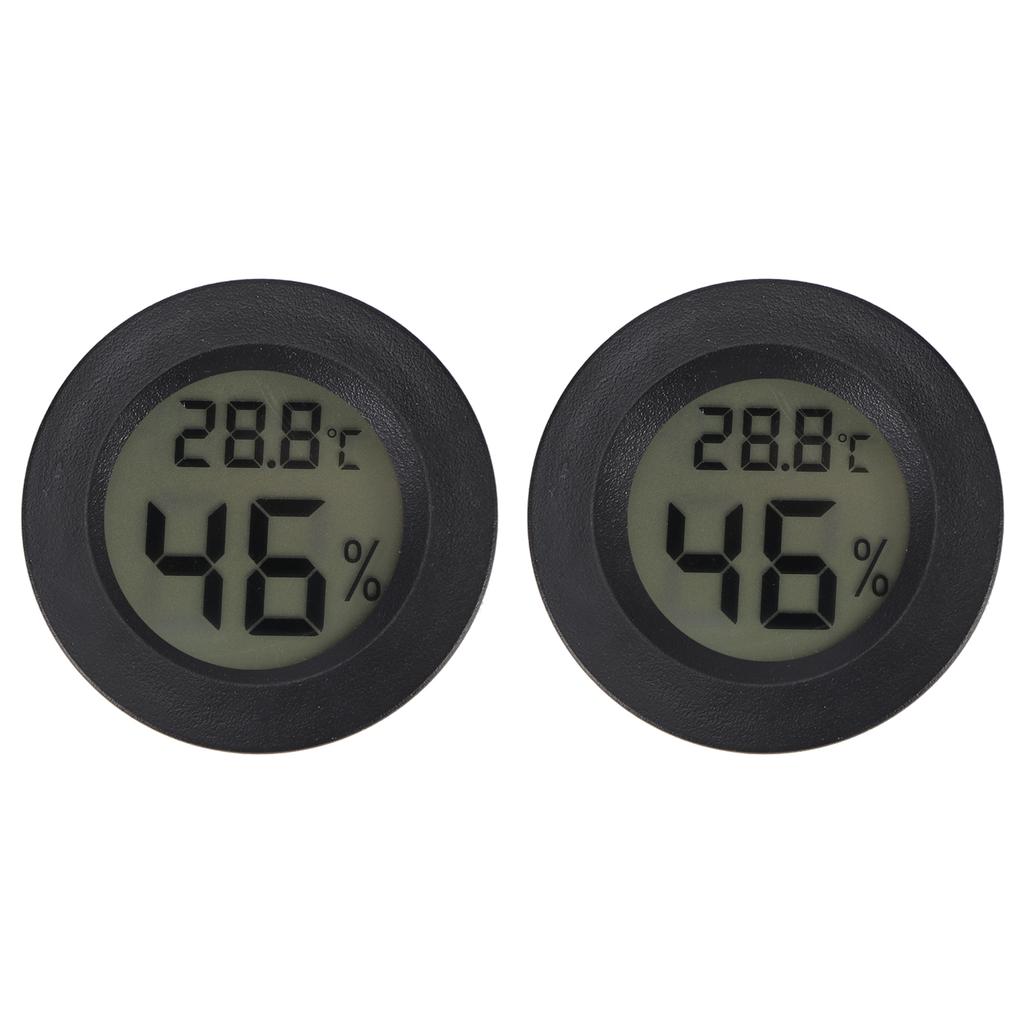 2PCS Mini Digital LCD Thermometer Hygrometer Round Shape Temperature Humidity Meter for Reptile Box