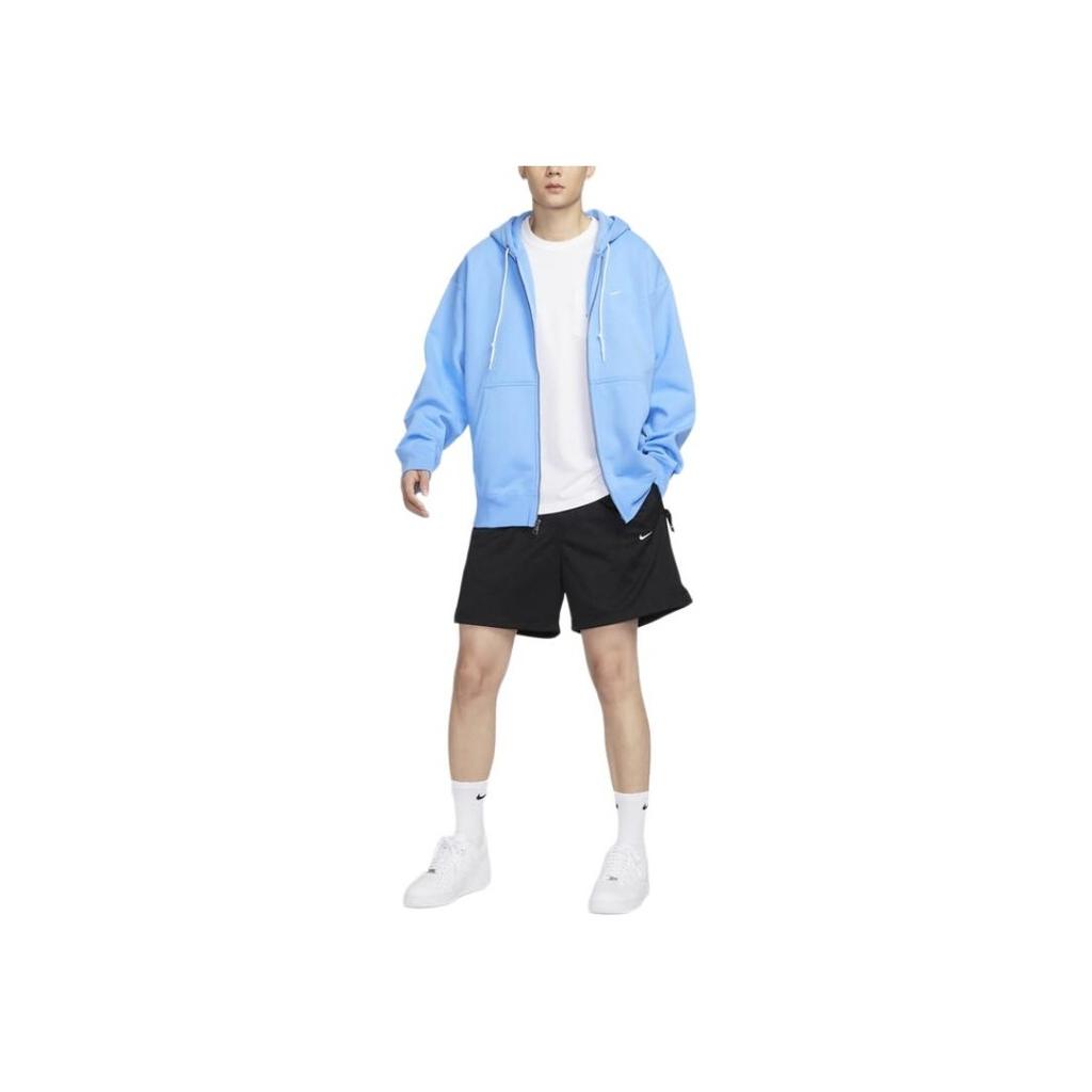 Nike Solo Swoosh Fashion Versatile Hooded Zipper Fleece Long Sleeve Jacket Sweatshirt Men Jackets University-Blue White DR0403-412