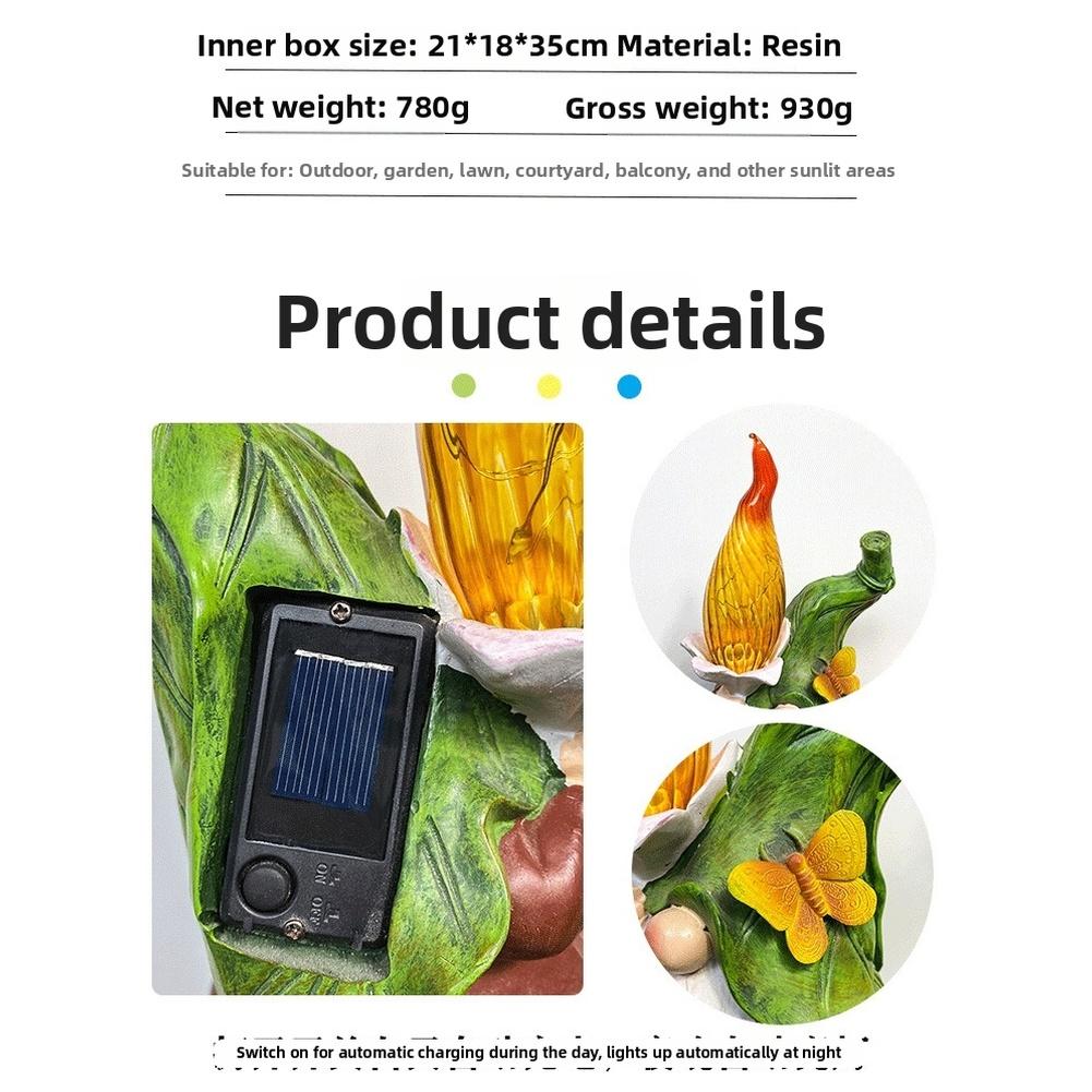 Outdoor Solar Powered Resin Gnome Statue 35cm LED Garden Light Yard Lawn Pathway Decoration For Balcony Terrace