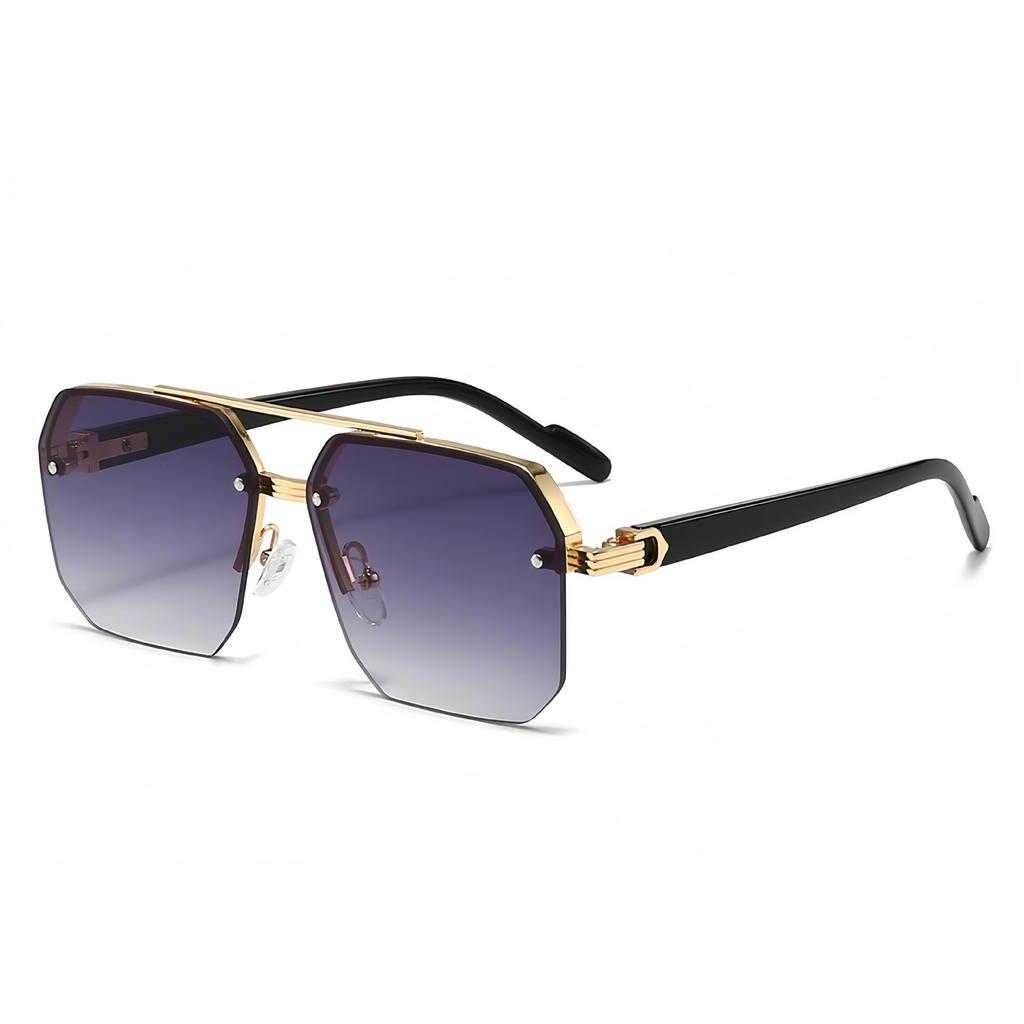 Polygonal Rimless Half Frame Sunglasses UV Protection Sun Glasses Lightweight Metal Alloy Frame Outdoor Eyewear for Men and Women