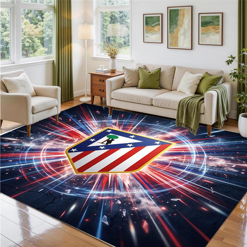 Atletico Madrid Design Crystal Velvet Rug Soft Decorative Mat for Bedroom Entrance