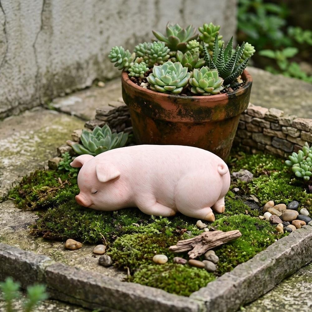 Modern Resin Sleeping Pig Figurine for Home Decor Minimalist Animal For sculpture for Indoor Outdoor Decoration