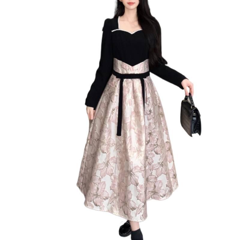 2025 French Beaded Jacquard Dress: Autumn/Winter Luxury Formal Wear