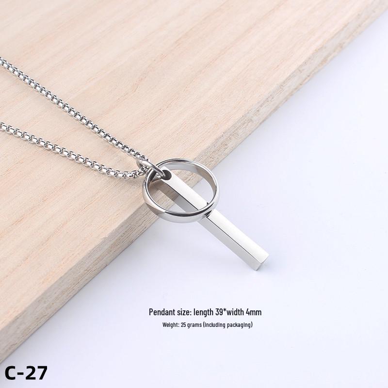 Colier Unisex cu Pandantiv Cruce Stil Hip-Hop - Accesoriu Bijuterie din Oțel Inoxidabil