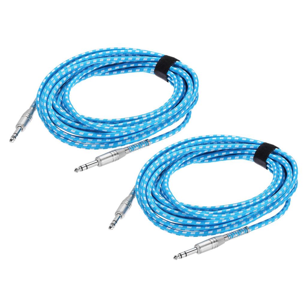 Uxcell 2-Pack Guitar Instrument Cable, 25 Feet 14" To 14" Straight To Straight Angled Electric Guitar Jack Cable Wire for Guitar and Bass, White and