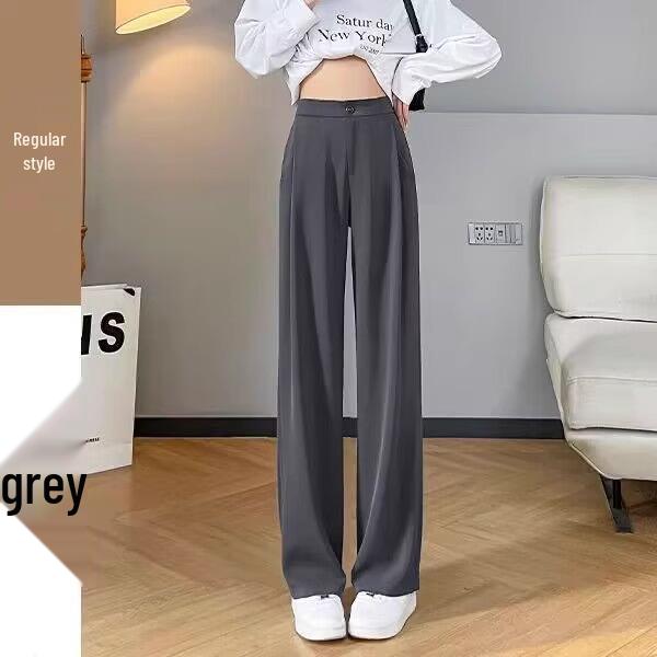 Women's Black Wide-Leg High-Waist Drape Pants - Spring 2024 Fashion