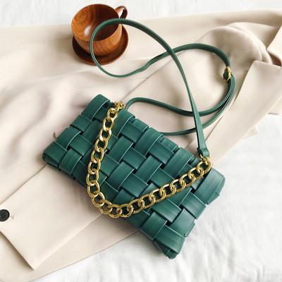 Weave Women's Clutches Chain Design Shoulder Bags Small PU Leather Crossbody Bags For Women Luxury Handbag Ladies Sling Bag