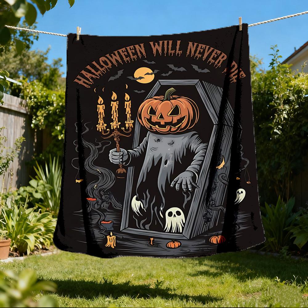 

1pc Ghost Print Outdoor Blanket, Lightweight Polyester, 80x120cm