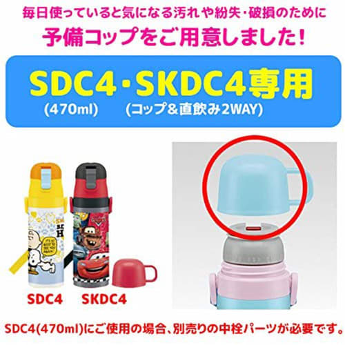 Skater Stainless Steel Water Bottle Replacement Spare Cup Light Blue SKDC4 for SKC4 P-SKDC4-C