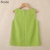 ZANZEA Women Casual Round Neck Summer Sleeveless Tank Tops