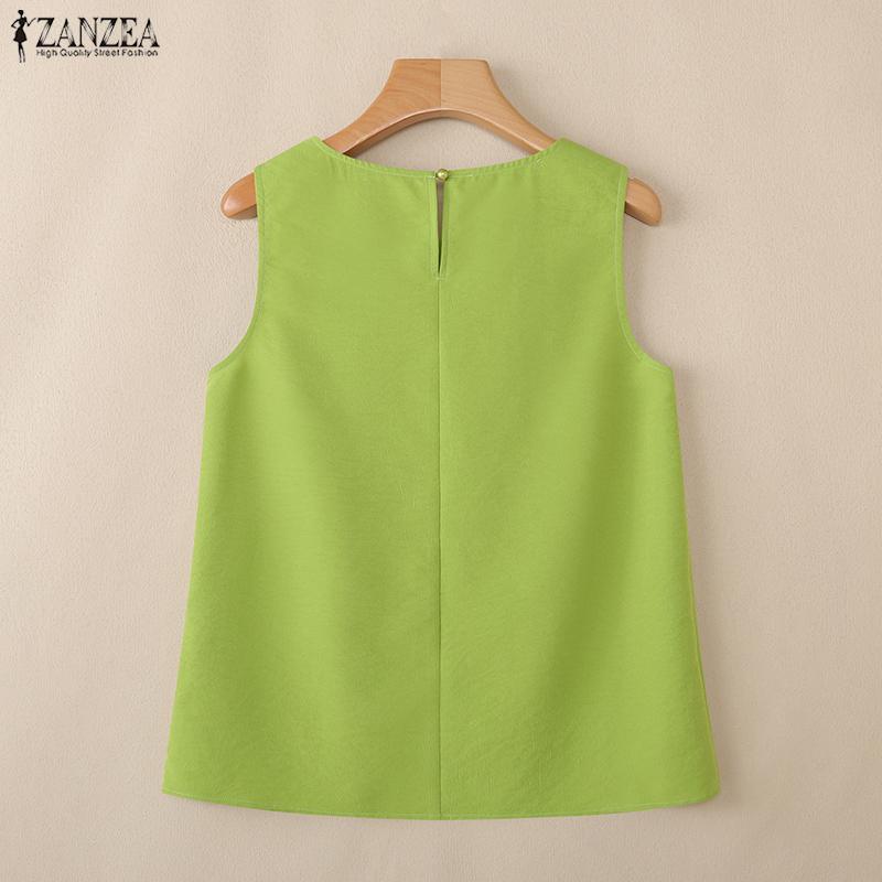 ZANZEA Women Casual Round Neck Summer Sleeveless Tank Tops